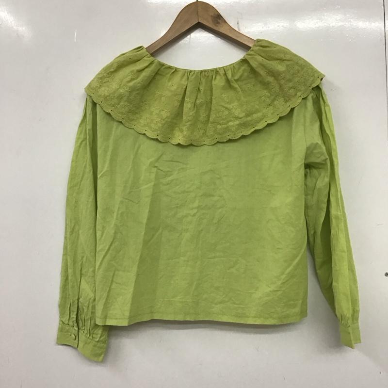 メルロー merlot シャツ、ブラウス 長袖 長袖シャツ レースシャツ ビックカラーシャツ 無地 緑 / グリーン /  レディース USED 古着 中古 10135447