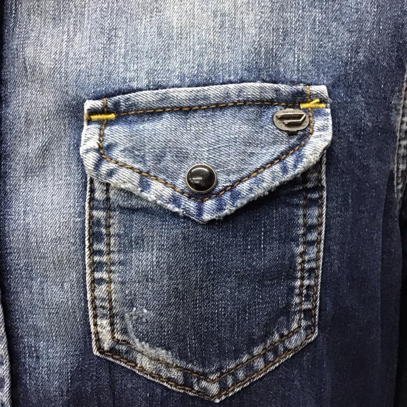 ディーゼル DIESEL シャツ、ブラウス 長袖 長袖シャツ デニムシャツ カジュアルシャツ カラーシャツ S 無地 インディゴ / インディゴ /  メンズ USED 古着 中古 10116193