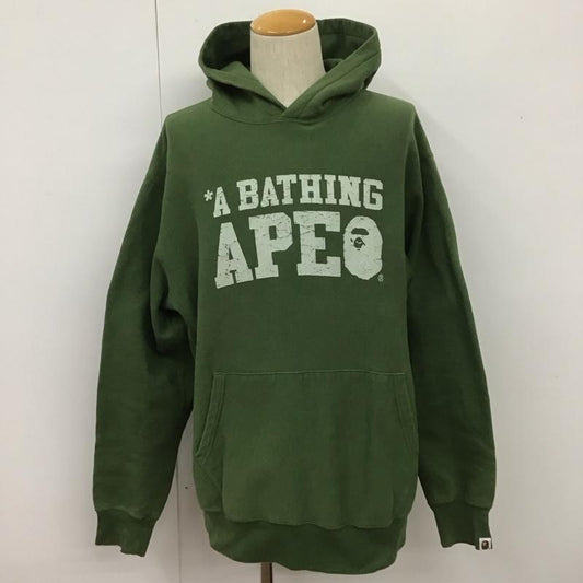 アベイシングエイプ A BATHING APE パーカー 長袖 長袖パーカー フード付きパーカー プリントスウェット トレーナー L プリント 緑 / グリーン /  メンズ USED 古着 中古 10109799
