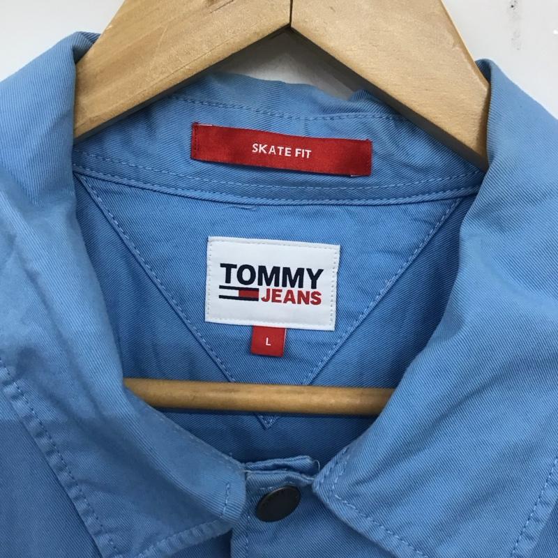 トミーヒルフィガー TOMMY HILFIGER ジャケット、上着 ジャケット、ブレザー 長袖ジャケット アウター 前ボタン カラージャケット L ロゴ、文字 青 / ブルー /  メンズ USED 古着 中古 10138623
