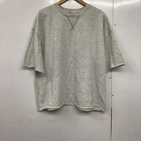 ザラ ZARA トレーナー 半袖 半袖スウェットカットソー クルーネックカットソー L 無地 灰 / グレー /  レディース USED 古着 中古 10141878