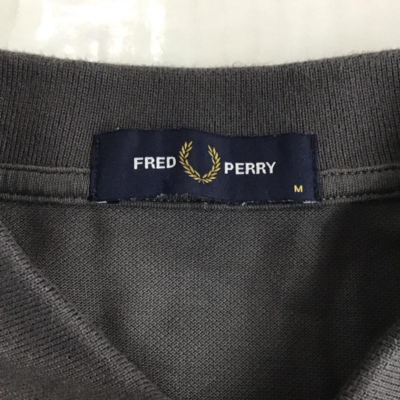 フレッドペリー FRED PERRY ポロシャツ 長袖 長袖ポロシャツ カラーシャツ ロングスリーブカットソー M ロゴ、文字 灰 / グレー /  メンズ USED 古着 中古 10109818