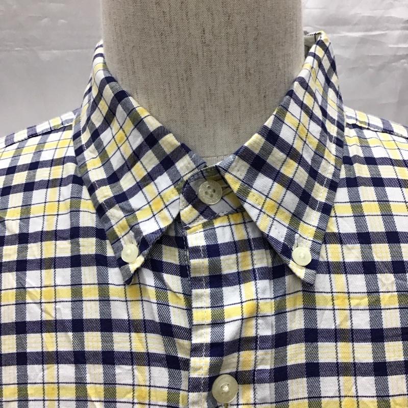 チャップス CHAPS シャツ、ブラウス 長袖 ボタンダウン チェック L ワンポイント 白 / ホワイト / X 紺 / ネイビー / X 黄 / イエロー /  メンズ USED 古着 中古 10118379