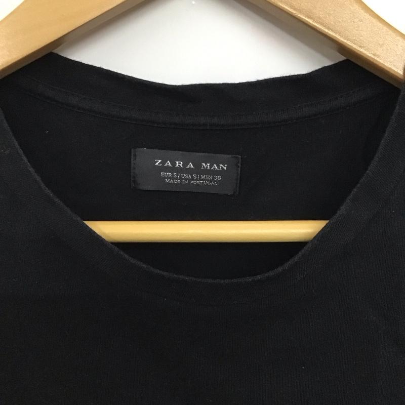 ザラメン ZARA MAN Tシャツ 半袖 半袖カットソー プリントTシャツ クルーネックカットソー S プリント 黒 / ブラック /  メンズ USED 古着 中古 10135727