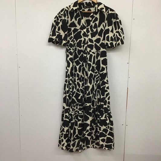 ザラ ZARA ワンピース ロングスカート 2427 250 093 バルーンスリーブ シャツワンピース スキッパーワンピース XS アニマル柄 白 / ホワイト / X 黒 / ブラック /  レディース USED 古着 中古 10138651