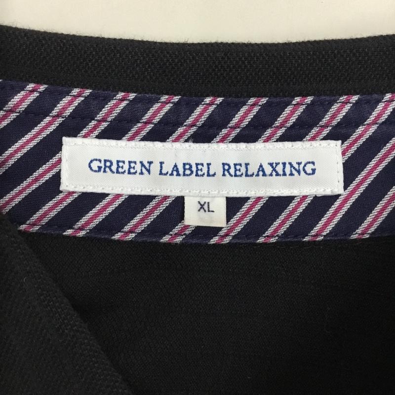 グリーンレーベルリラクシング green label relaxing ポロシャツ 半袖 3217-166-3321 ボタンダウン XL ストライプ 黒 / ブラック /  メンズ USED 古着 中古 10117192