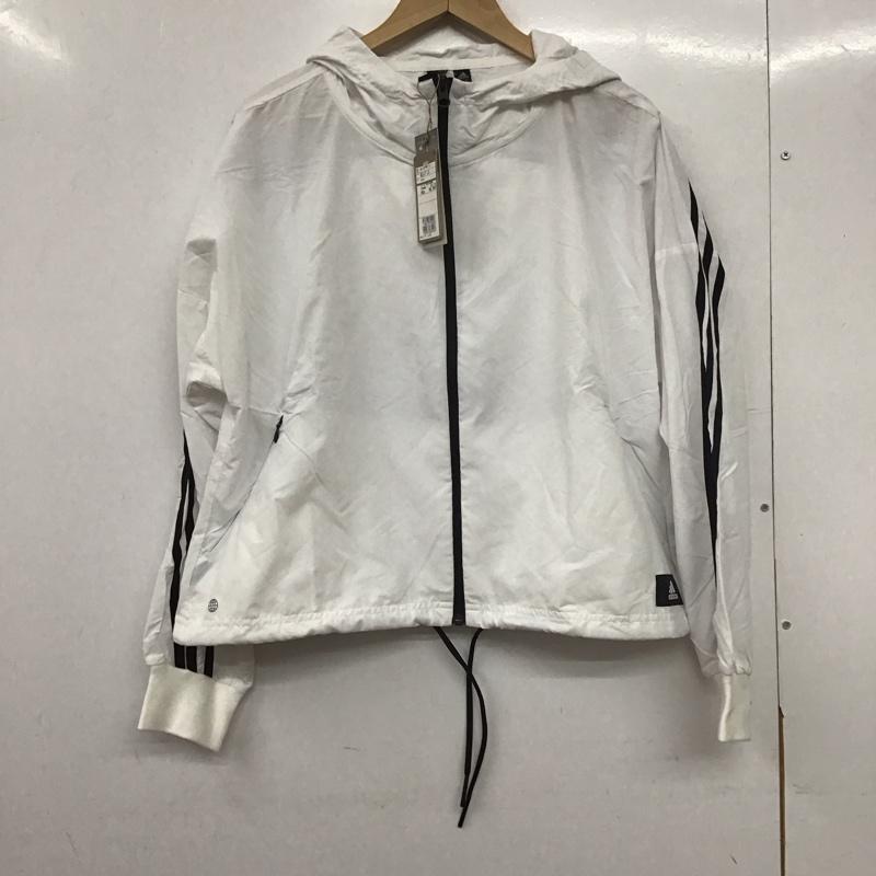 アディダス adidas ジャケット、上着 ジャケット、ブレザー he4177 ウインドジャケット フューチャーアイコンズウーブンウィンドブレーカー XL ロゴ、文字 白 / ホワイト /  レディース USED 古着 中古 10145437