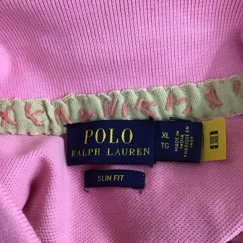 ポロラルフローレン POLO RALPH LAUREN ポロシャツ 半袖 211843252001 鹿の子 ビーズ 刺繍 XL ワンポイント 桃 / ピンク /  レディース USED 古着 中古 10108285