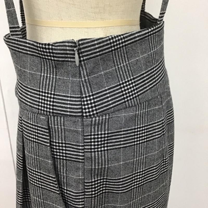 ジーナシス JEANASIS ボトムス ボトムス JS050218MC サスペンダー付き ワイドパンツ ハイウエスト FREE チェック 白 / ホワイト / X 黒 / ブラック / X 灰 / グレー /  レディース USED 古着 中古 10107951
