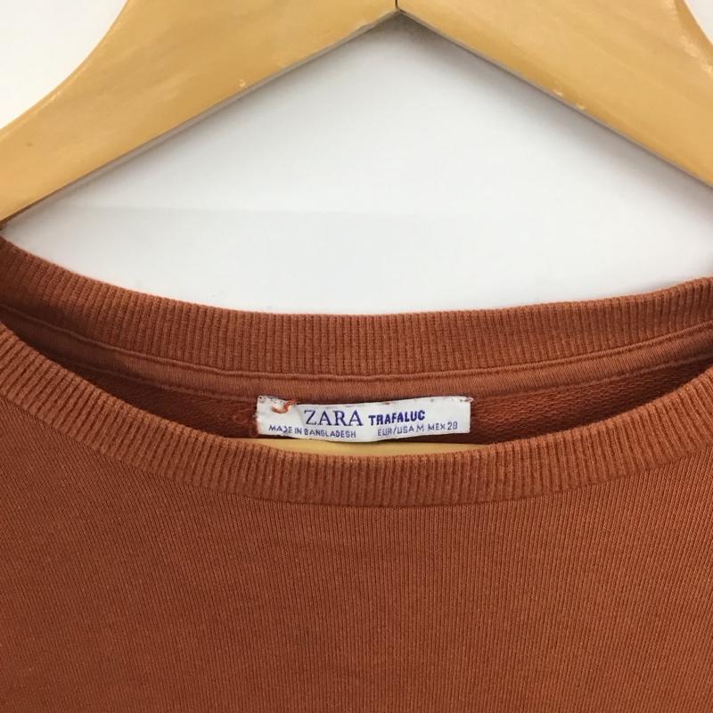 ザラ ZARA TRAFALUC トレーナー 長袖 長袖トレーナー スウェット クルーネック プルオーバー M ロゴ、文字 茶 / ブラウン /  レディース USED 古着 中古 10136765