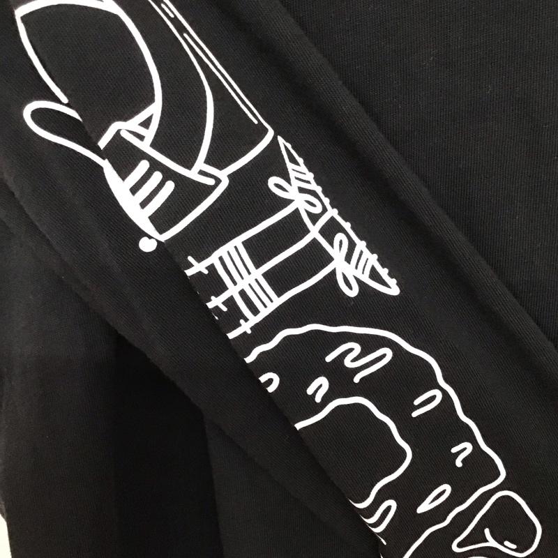 アディダス adidas カットソー 長袖 長袖カットソー プリントカットソー クルーネック M ロゴ、文字 黒 / ブラック /  メンズ USED 古着 中古 10135847