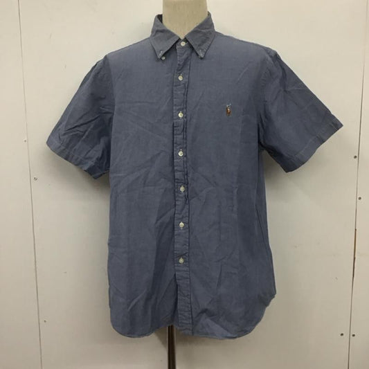 ラルフローレン RALPHLAUREN シャツ、ブラウス 半袖 半袖シャツ カラーシャツ 半袖カットソー ボタンダウンシャツ L ロゴ、文字 水色 / ライトブルー /  メンズ USED 古着 中古 10107013