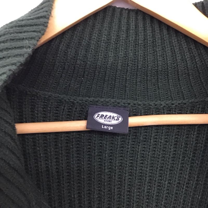 フリークスストア FREAK S STORE ニット、セーター 長袖 長袖ニットカットソー ジップアップネック セーター L 無地 緑 / グリーン /  メンズ USED 古着 中古 10147089