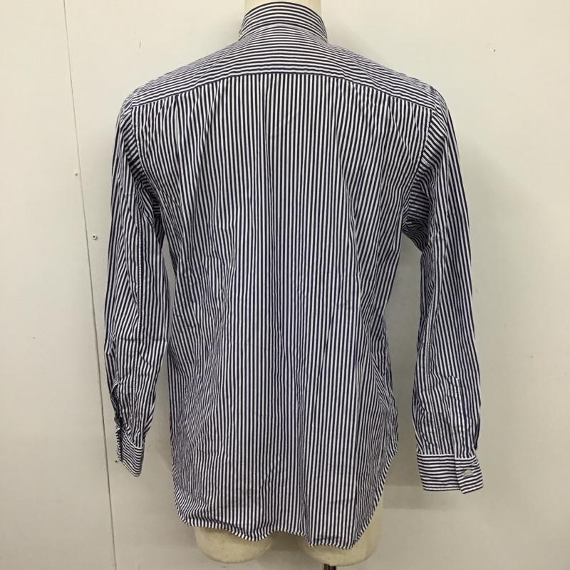 プレイコムデギャルソン PLAY COMME des GARCONS シャツ、ブラウス 長袖 長袖シャツ カラーシャツ 長袖カットソー ストライプシャツ S ロゴ、文字 白 / ホワイト / X 青 / ブルー /  メンズ USED 古着 中古 10114659