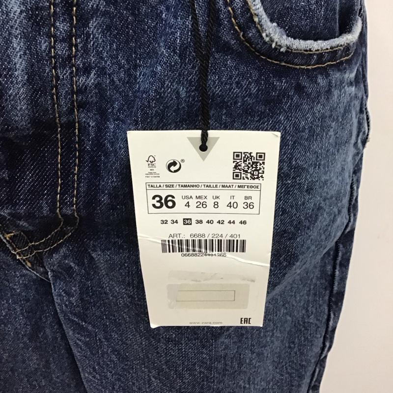 ザラ ZARA パンツ デニム、ジーンズ 6688 224 401 ハイウエスト ワイド 36 タグ付き 36 無地 青 / ブルー /  レディース USED 古着 中古 10112617