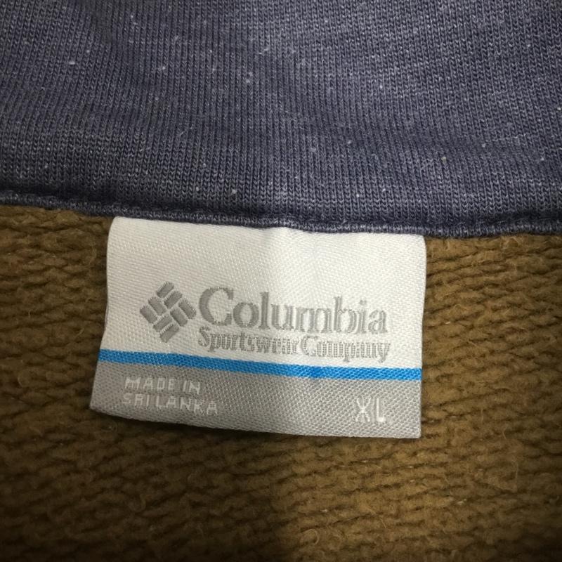 コロンビア Columbia トレーナー 長袖 ハーフジップ 裏起毛 XL ロゴ、文字 茶 / ブラウン /  メンズ USED 古着 中古 10150806