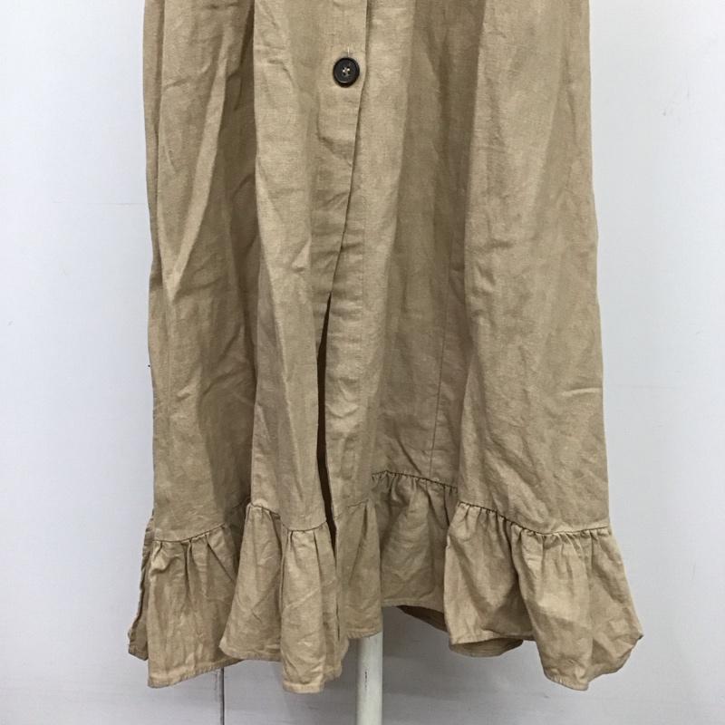 ザラ ZARA ワンピース ロングスカート 半袖ロングワンピース フレアスカート 前ボタン M 無地 ベージュ / ベージュ /  レディース USED 古着 中古 10126957