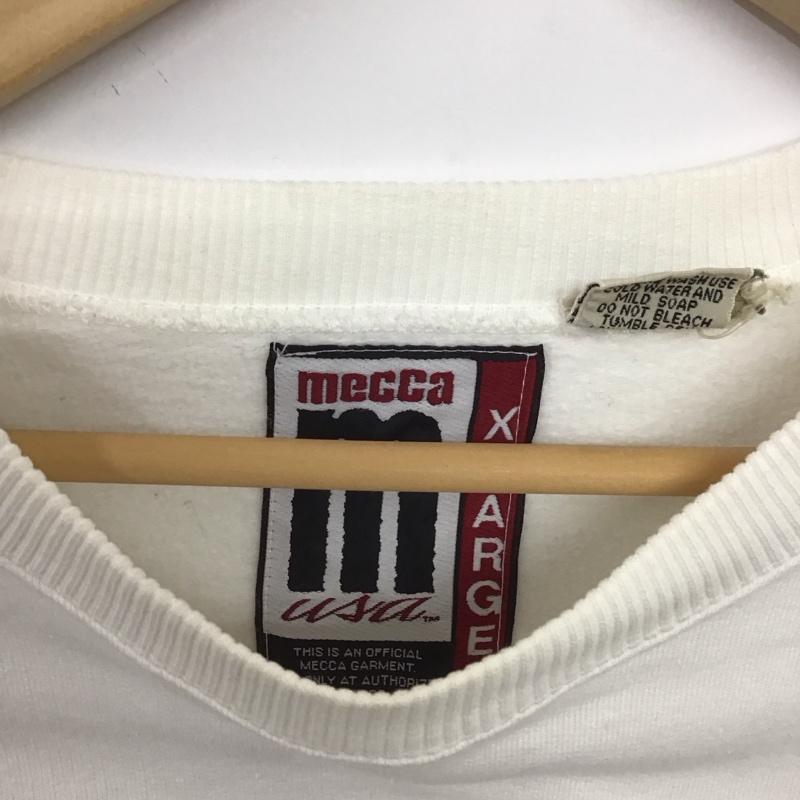 メッカ MECCA トレーナー 長袖 長袖トレーナー スウェット クルーネック プルオーバー XL ロゴ、文字 白 / ホワイト /  メンズ USED 古着 中古 10148534