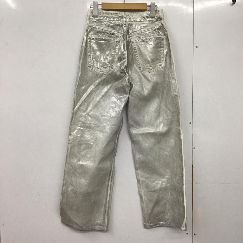 ザラ ZARA パンツ デニム、ジーンズ デニムパンツ ワイドパンツ カジュアルパンツ 36インチ 無地 白 / ホワイト / X 銀 / シルバー /  レディース USED 古着 中古 10145425