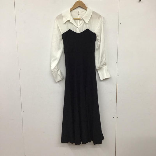 マーキュリーデュオ MERCURYDUO ワンピース ロングスカート 002350302801 シャツドッキングニットフレアワンピース S 無地 白 / ホワイト / X 黒 / ブラック /  レディース USED 古着 中古 10133988