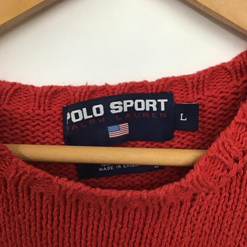 ポロスポーツラルフローレン POLOSPORT ニット、セーター 長袖 長袖ニットカットソー クルーネック セーター L ロゴ、文字 赤 / レッド /  メンズ USED 古着 中古 10140267