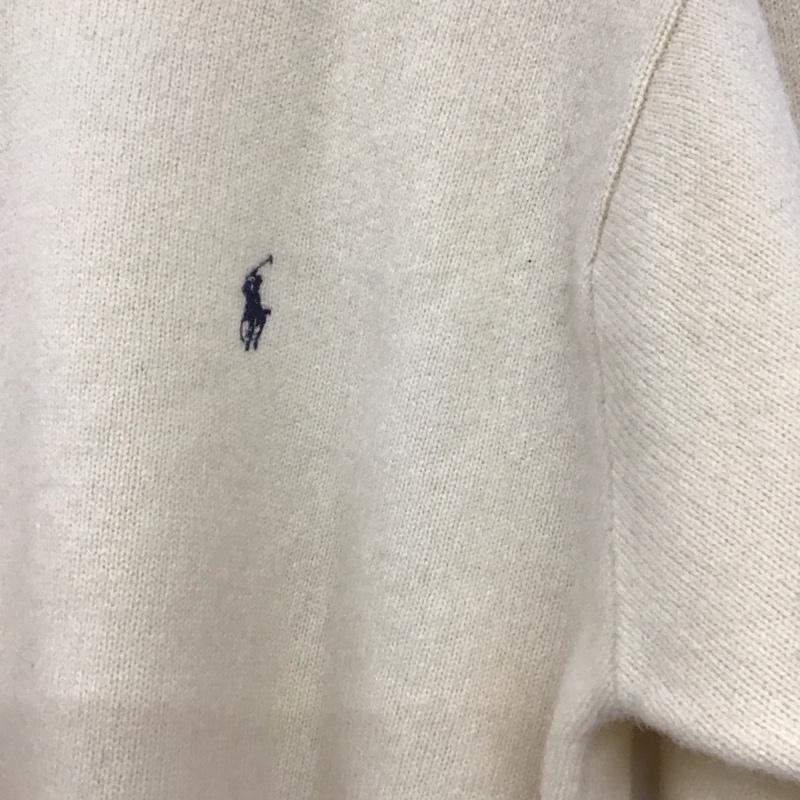 ラルフローレン RALPHLAUREN ニット、セーター 長袖 長袖ニットカットソー クルーネック セーター M ロゴ、文字 白 / ホワイト /  メンズ USED 古着 中古 10142384