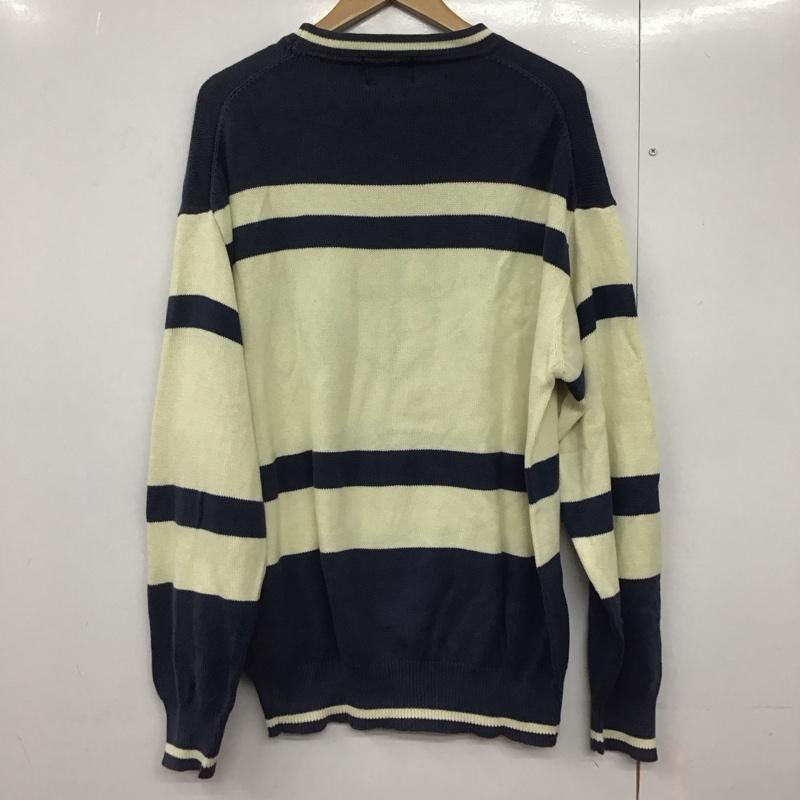 チャップス CHAPS ニット、セーター 長袖 長袖ニットカットソー クルーネック セーター 90s L プリント 白 / ホワイト / X 紺 / ネイビー /  メンズ USED 古着 中古 10142404