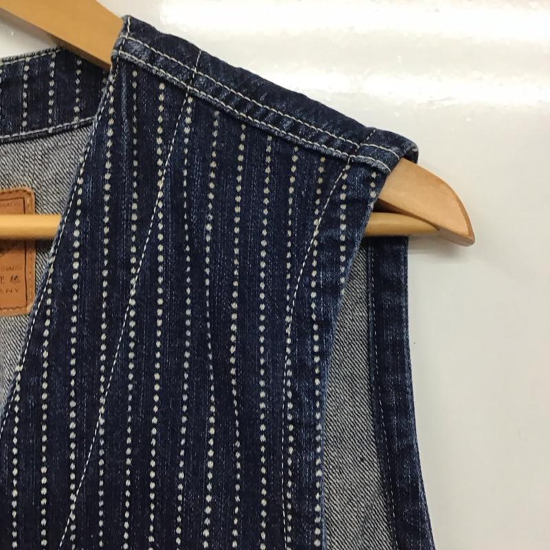 フラットヘッド The Flat Head ベスト ベスト dv-01w ウォバッシュデニムベスト ノースリーブカットソー 前開ボタン 40 ストライプ インディゴ / インディゴ /  メンズ USED 古着 中古 10141807