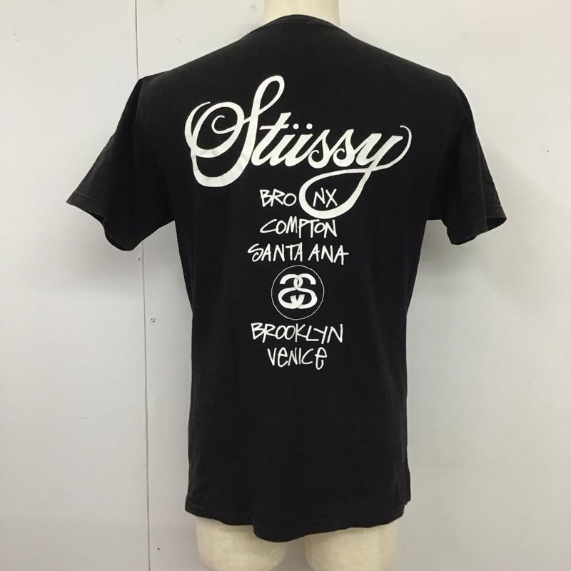 ステューシー STUSSY Tシャツ 半袖 半袖カットソー プリントTシャツ クルーネックカットソー S ロゴ、文字 黒 / ブラック /  メンズ USED 古着 中古 10119529