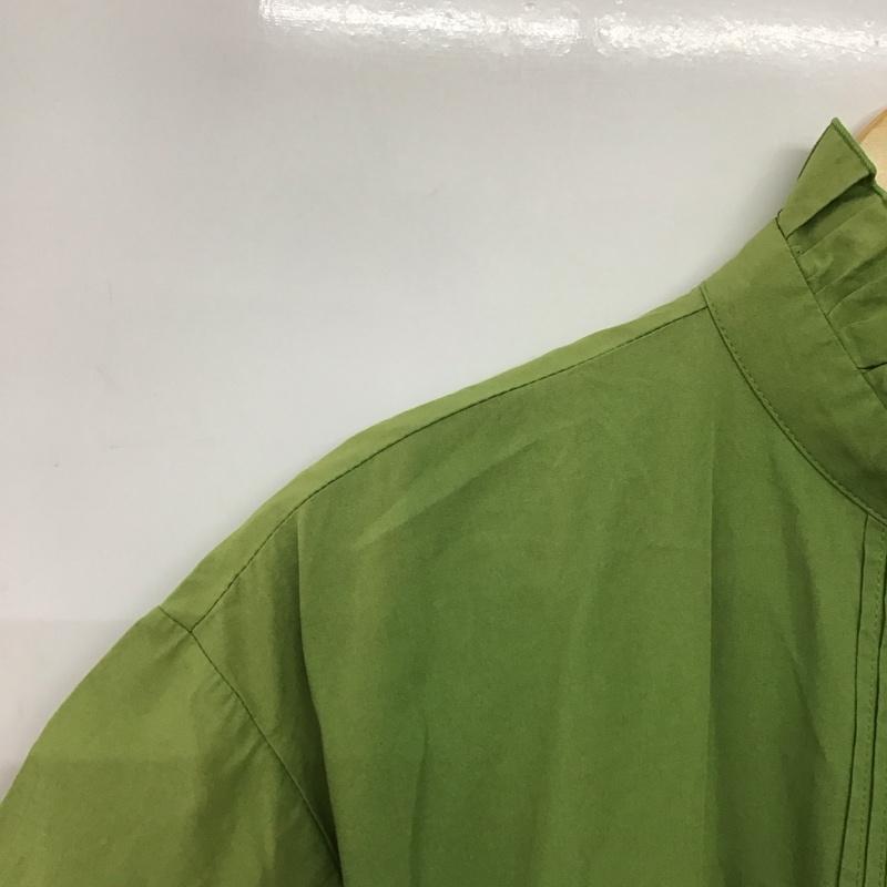 ポピー POPPY ワンピース ロングスカート 半袖 シャツワンピース 裾フリル 襟フリル 無地 緑 / グリーン /  レディース USED 古着 中古 10144361