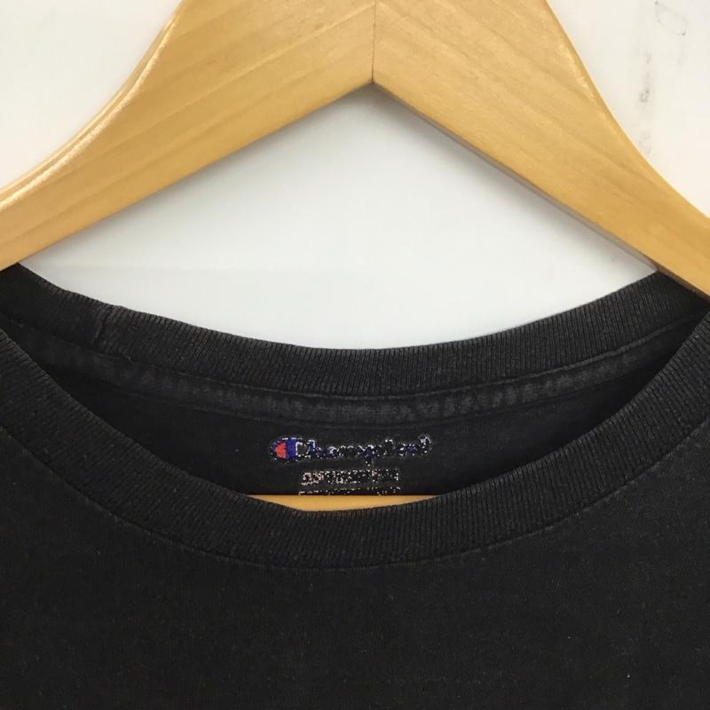 チャンピオン Champion Tシャツ 半袖 半袖カットソー プリントTシャツ クルーネックカットソー プリント 黒 / ブラック /  メンズ USED 古着 中古 10140651