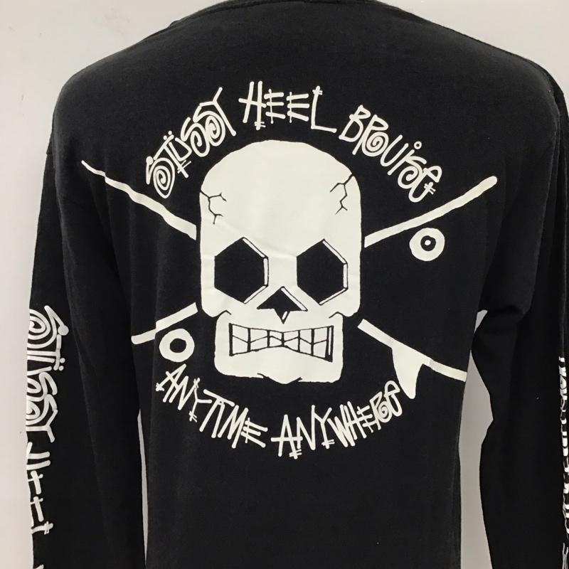 ステューシー STUSSY カットソー 長袖 長袖カットソー クルーネックカットソー ロングスリーブカットソー プリントTシャツ M ロゴ、文字 黒 / ブラック /  メンズ USED 古着 中古 10114713