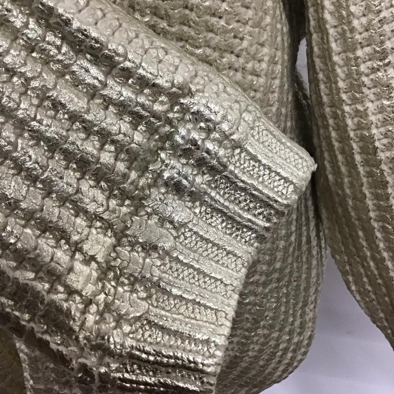 ザラ ZARA ニット、セーター 長袖 9598/287/808 オーバーサイズ フォイル ニット セーター ラメニット S 無地 オフホワイト / オフホワイト /  レディース USED 古着 中古 10124045