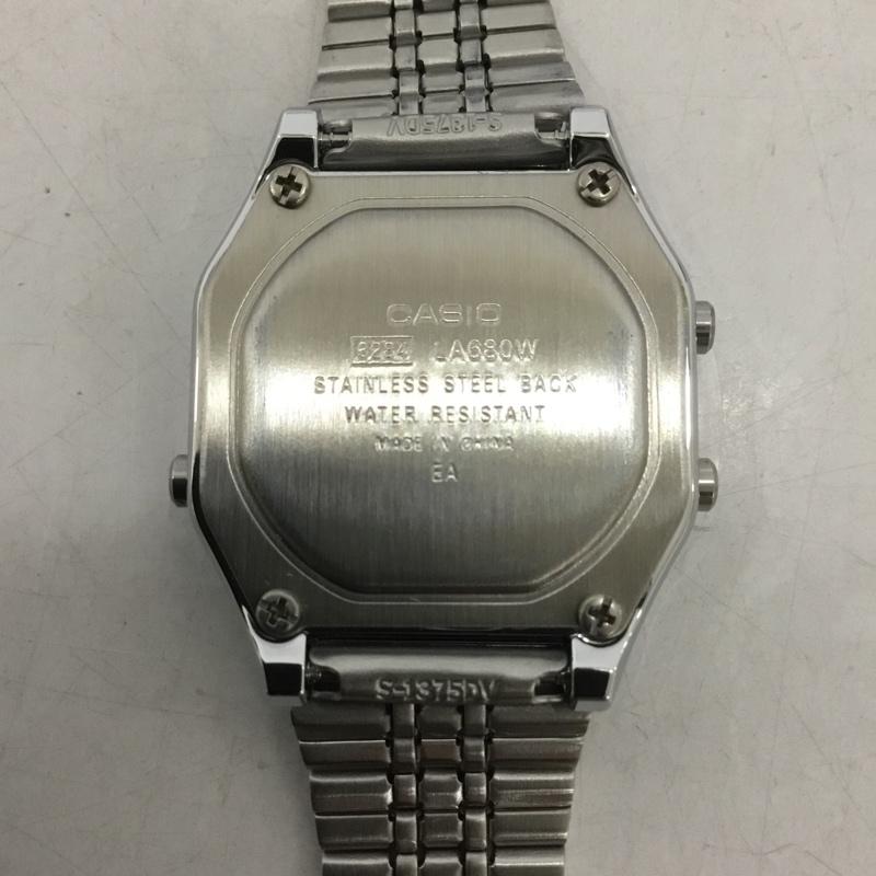 カシオ CASIO 腕時計 デジタル LA680W チープカシオ 花柄 箱有 ロゴ、文字 金 / ゴールド /  レディース USED 古着 中古 10135150