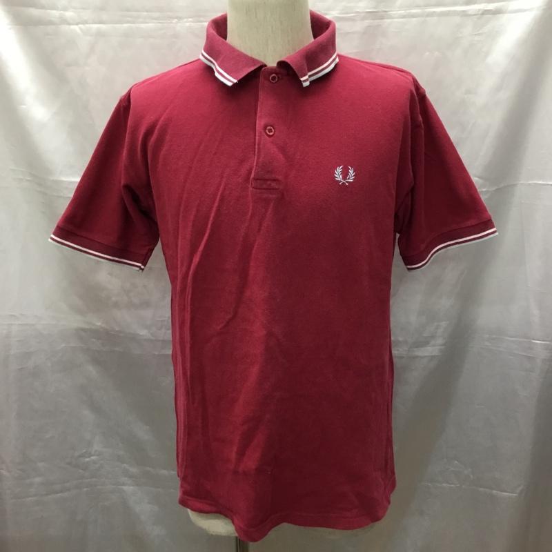 フレッドペリー FRED PERRY ポロシャツ 半袖 半袖ポロシャツ カラーシャツ 半袖カットソー 42 ロゴ、文字 えんじ / ワインレッド /  メンズ USED 古着 中古 10114132
