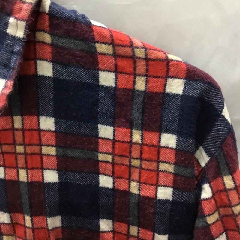 ディッキーズ Dickies シャツ、ブラウス 長袖 ネルシャツ S チェック 白 / ホワイト / X 赤 / レッド / X 紺 / ネイビー /  メンズ USED 古着 中古 10118844