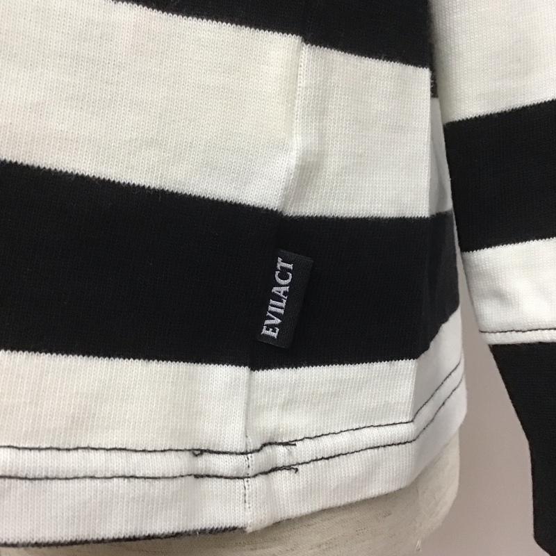 イーブルアクト EVILACT カットソー 長袖 長袖カットソー クルーネックカットソー ボーダー長袖Tシャツ L ボーダー柄 白 / ホワイト / X 黒 / ブラック /  メンズ USED 古着 中古 10107138