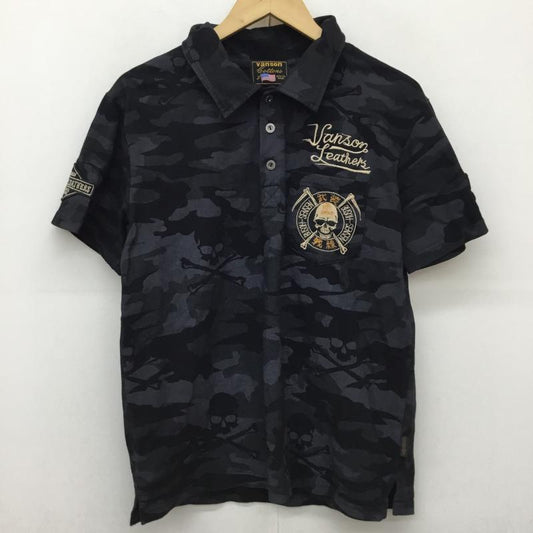 ヴァンソン VANSON ポロシャツ 半袖 武装戦線 M スカル 黒 / ブラック /  メンズ USED 古着 中古 10145809