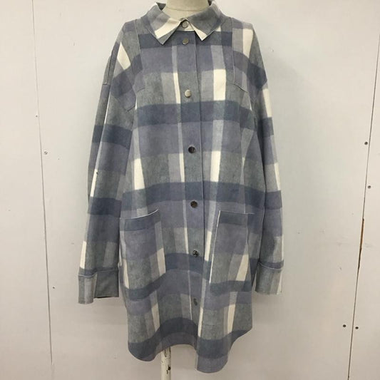 ザラ ZARA ジャケット、上着 ジャケット、ブレザー 7901 122 044 シャツジャケット ロング丈 M チェック 白 / ホワイト / X 灰 / グレー / X 水色 / ライトブルー /  レディース USED 古着 中古 10107955