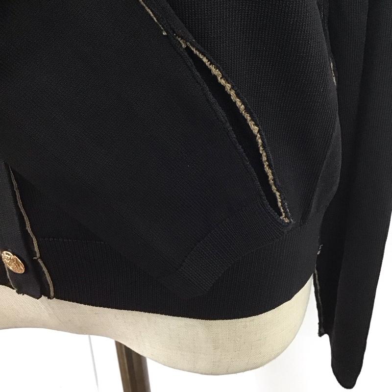 ザラ ZARA カーディガン 長袖 長袖ニットカーディガン リブニットカーディガン 前ボタン M 無地 黒 / ブラック /  レディース USED 古着 中古 10123857
