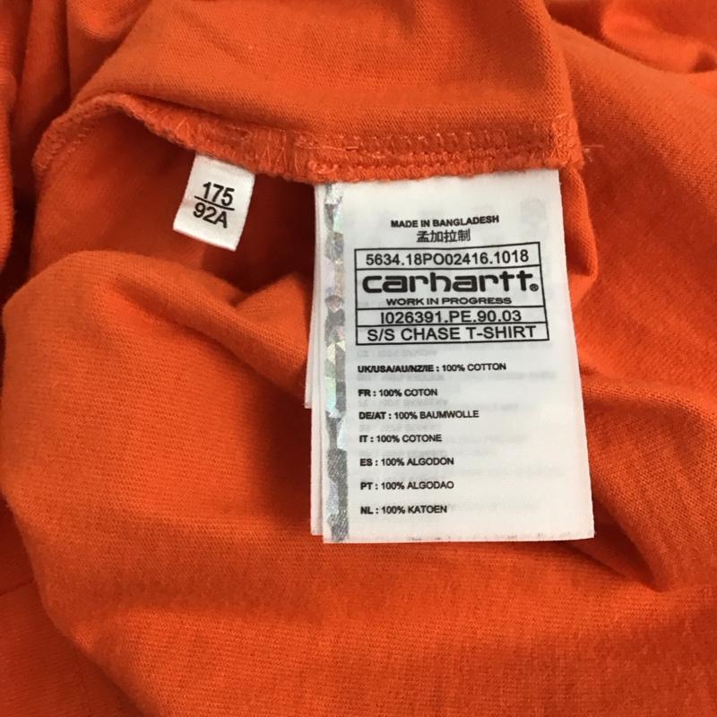 カーハート Carhartt Tシャツ 半袖 半袖カットソー プリントTシャツ クルーネックカットソー M ロゴ、文字 橙 / オレンジ /  メンズ USED 古着 中古 10140313