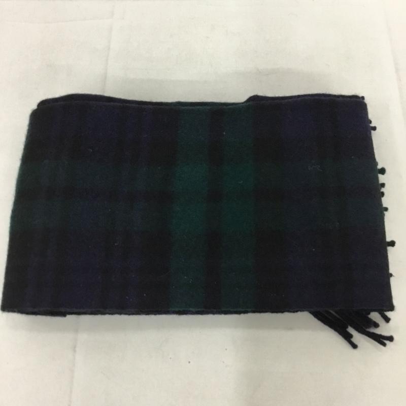 グレンプリンス Glen Prince マフラー マフラー ラムウール フリンジ チェック 紺 / ネイビー / X 緑 / グリーン /  メンズ USED 古着 中古 10131801