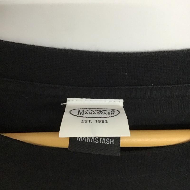 マナスタッシュ MANASTASH Tシャツ 半袖 半袖カットソー プリントカットソー クルーネック XXL ロゴ、文字 黒 / ブラック /  メンズ USED 古着 中古 10142634