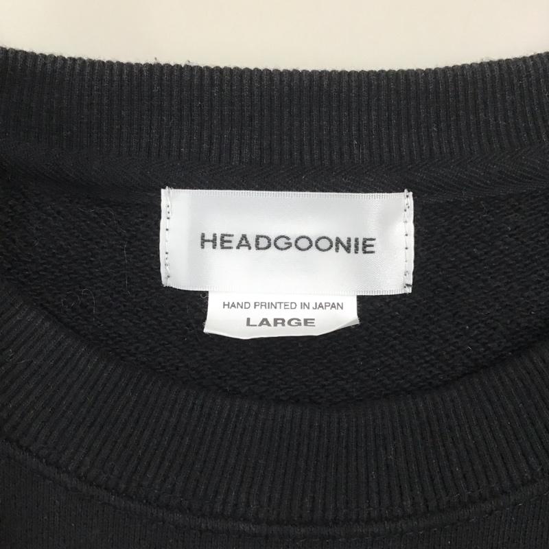 ヘッドグーニー HEADGOONIE トレーナー 長袖 長袖トレーナー スウェット クルーネック リブスウェットカットソー L プリント 黒 / ブラック /  メンズ USED 古着 中古 10113172