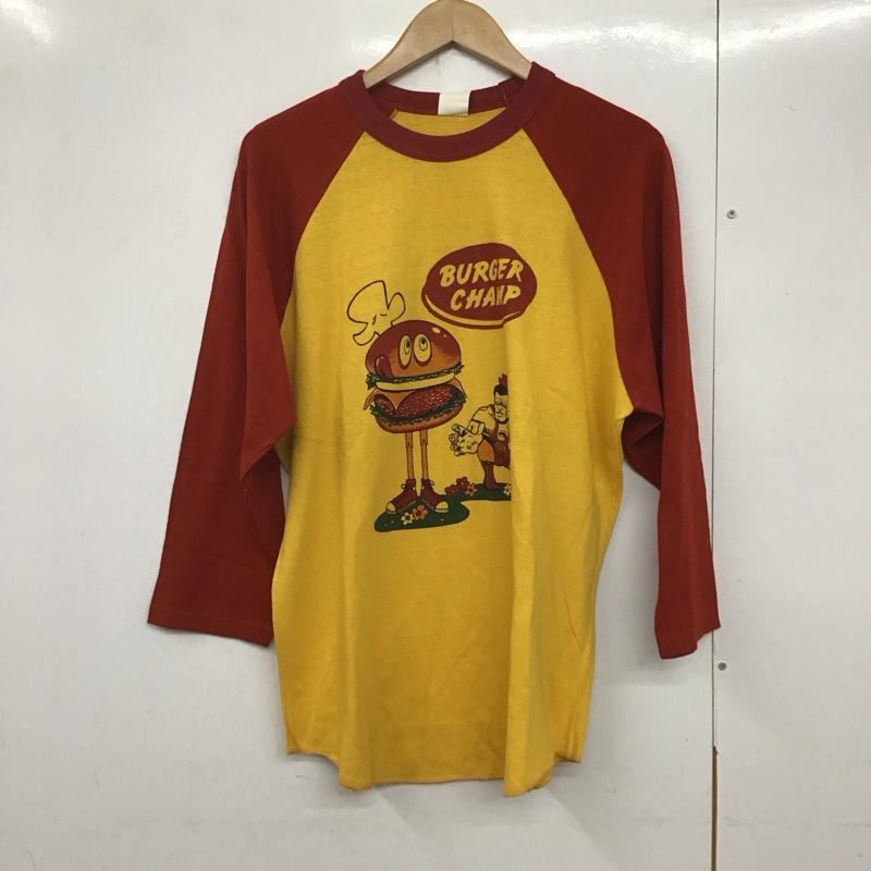 フリーホイーラーズ FREEWHEELERS カットソー 長袖 長袖カットソー プリントカットソー クルーネック ラグラン XL プリント 黄 / イエロー / X 赤 / レッド /  メンズ USED 古着 中古 10140485