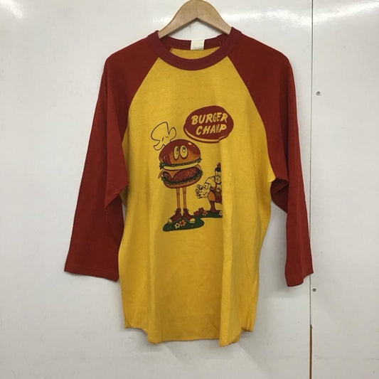 フリーホイーラーズ FREEWHEELERS カットソー 長袖 長袖カットソー プリントカットソー クルーネック ラグラン XL プリント 黄 / イエロー / X 赤 / レッド /  メンズ USED 古着 中古 10140485