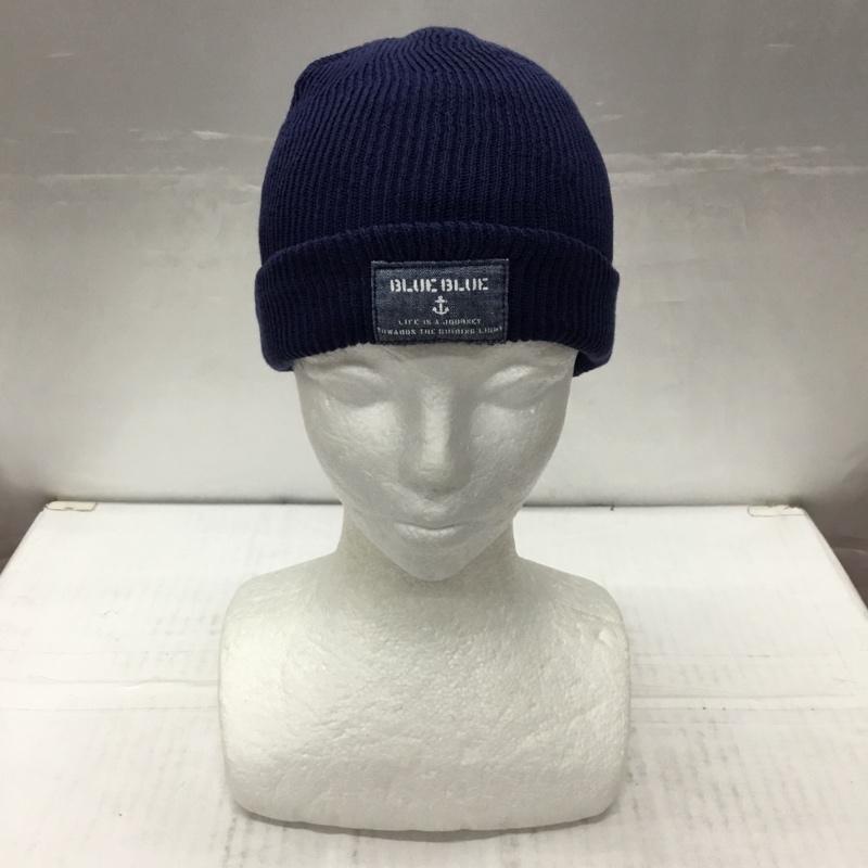 ブルーブルー BLUE BLUE 帽子 ニット帽 オーガニックコットン ワッチキャップ ロゴ、文字 紺 / ネイビー /  メンズ USED 古着 中古 10107897