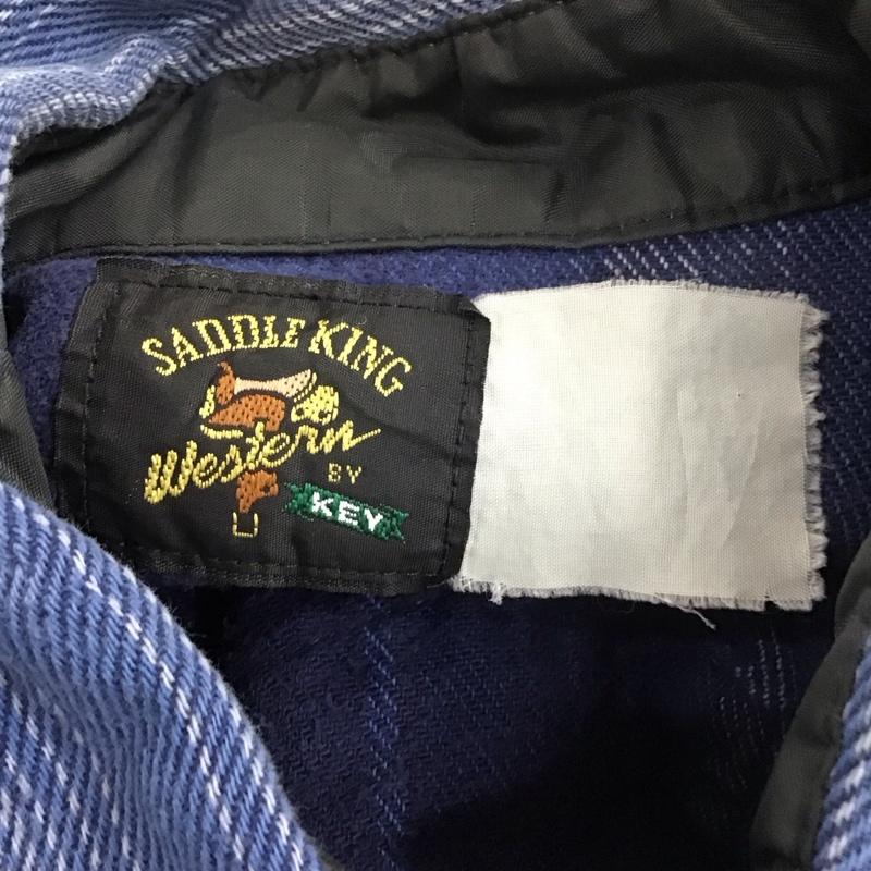 キイ KEY シャツ、ブラウス 長袖 長袖シャツ カラーシャツ カジュアルシャツ SADDLEKING ストライプシャツ ストライプ 青 / ブルー /  メンズ USED 古着 中古 10110724