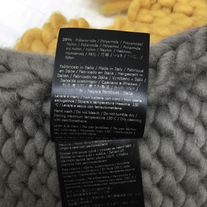 フェンディ FENDI マフラー マフラー FXS124 ニット 箱有 フリンジ ロゴ、文字 灰 / グレー / X 黄 / イエロー /  メンズ USED 古着 中古 10117611