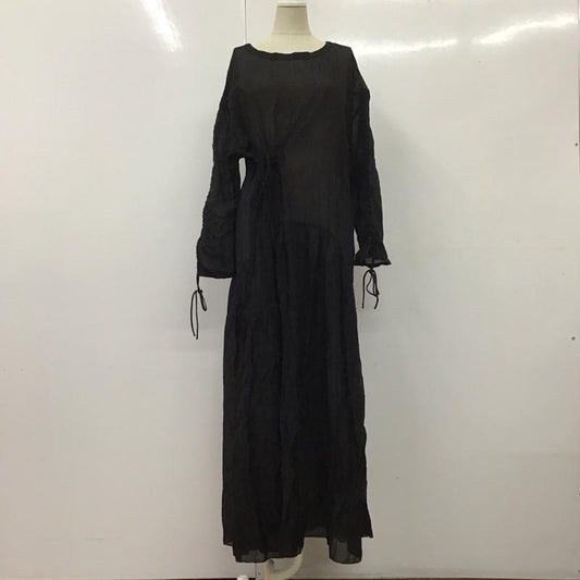 カスタネ Kastane ワンピース ロングスカート 23SS-IN-036 シャーリング 長袖 FREE 無地 黒 / ブラック /  レディース USED 古着 中古 10112586